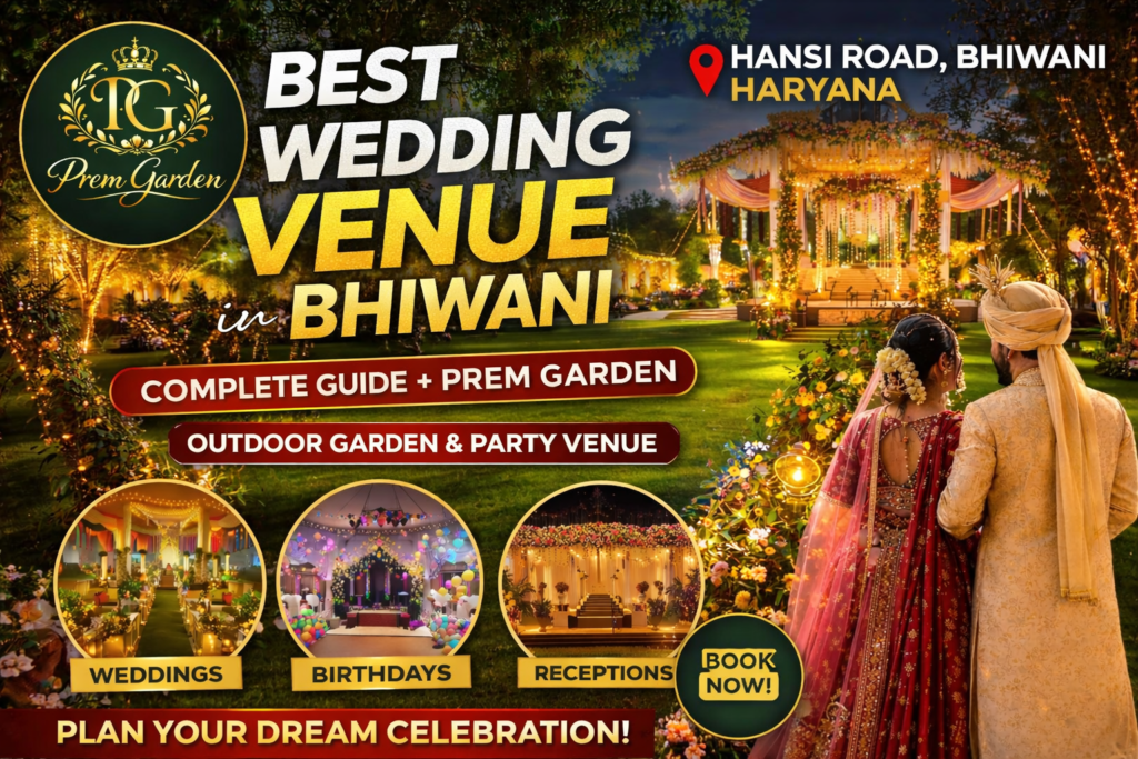 Best wedding venue in Bhiwani Haryana Prem Garden outdoor garden celebration setup
